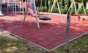 Šedá gumová certifikovaná dopadová dlažba FLOMA ProF - délka 50 cm, šířka 50 cm, výška 6 cm