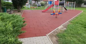 Šedá gumová certifikovaná dopadová dlažba FLOMA ProF - délka 50 cm, šířka 50 cm, výška 6 cm