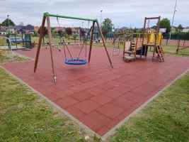 Šedá gumová certifikovaná dopadová dlažba FLOMA ProF - délka 50 cm, šířka 50 cm, výška 5 cm