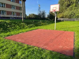 Modrá gumová certifikovaná dopadová dlažba FLOMA ProF - délka 50 cm, šířka 50 cm, výška 7,5 cm