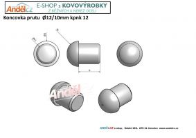 Koncovka prutu pr.12mm půlkulatá- záslepka nerez