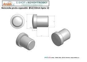 Koncovka prutu pr.12mm vypouklá- záslepka nerez