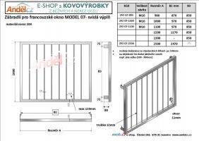 zábradlí francouzská okna MODEL 07- 900 svislá výplň