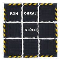 Černá podlahová protiúnavová protiskluzová rohož (okraj) - délka 55 cm, šířka 45 cm, výška 2 cm F