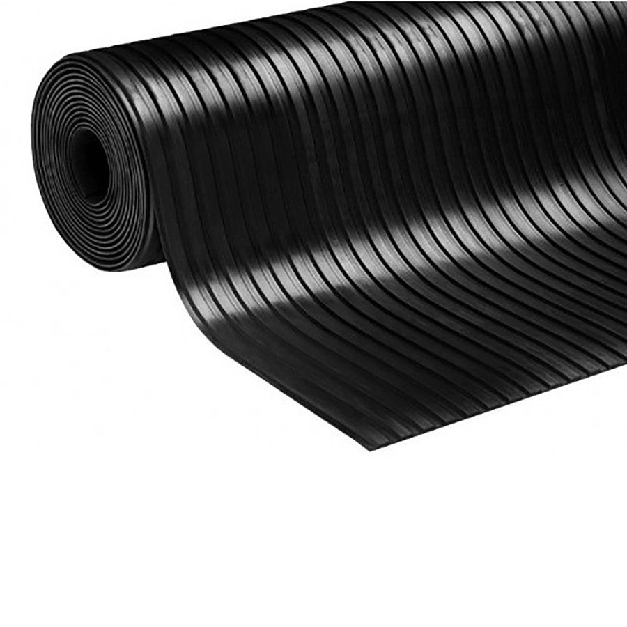 Gumová průmyslová protiskluzová rohož FLOMA Wide Grooves (hrubé rýhování) - délka 10 m, šířka 125 cm, výška 0,3 cm