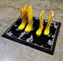 Gumová dezinfekční rohož (vana) na boty, obuv, podrážky FLOMA SD30 - 98 x 81 x 4,7 cm