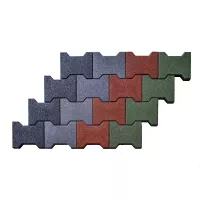 Šedá gumová zámková dlažba FLOMA PT10 - délka 20 cm, šířka 16,5 cm, výška 4,3 cm