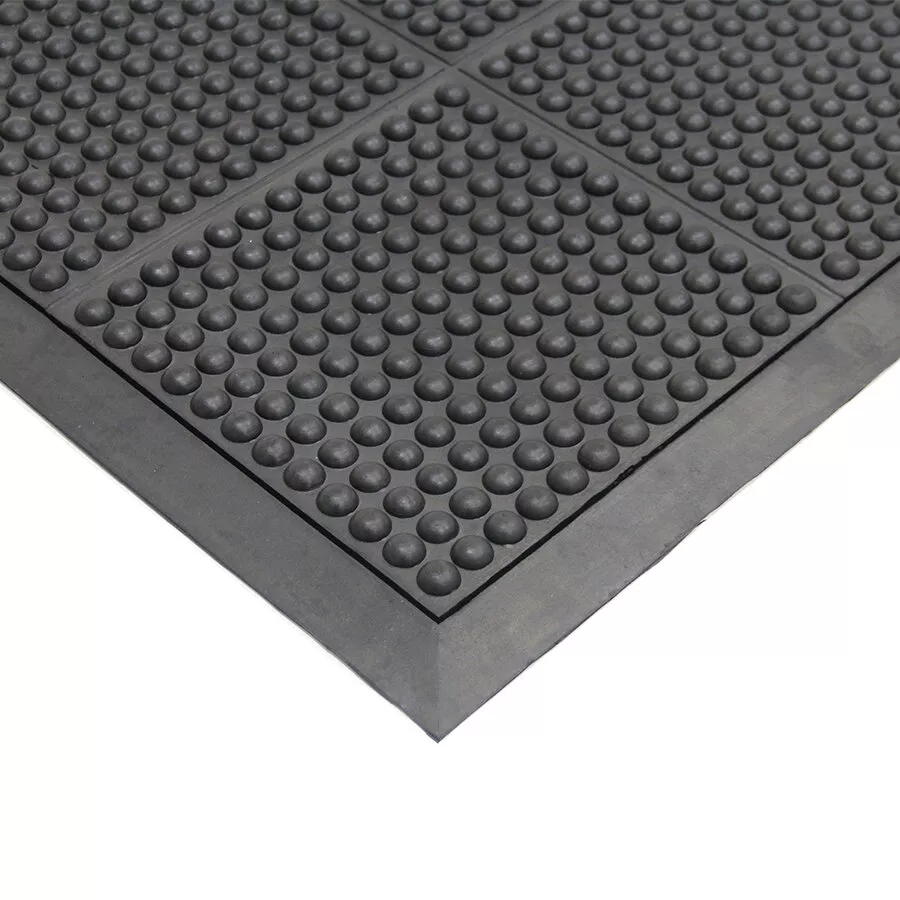 Černá gumová protiúnavová rohož FLOMA Bubble - délka 150 cm, šířka 90 cm, výška 2,2 cm