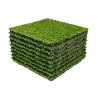 Plastová terasová dlažba s umělým trávníkem FatraStep Grineris - délka 30 cm, šířka 30 cm, výška 2 cm - 9 ks