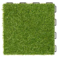 Plastová terasová dlažba s umělým trávníkem FatraStep Grineris - délka 30 cm, šířka 30 cm, výška 2 cm - 9 ks