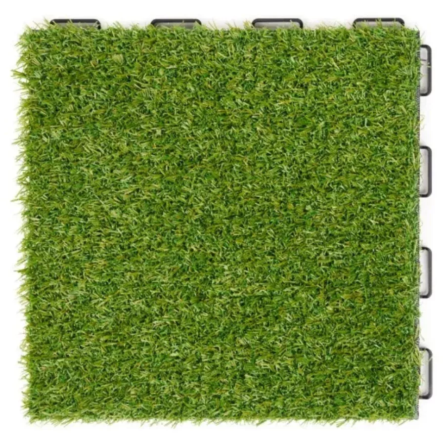 Plastová terasová dlažba s umělým trávníkem FatraStep Grineris - délka 30 cm, šířka 30 cm, výška 2 cm - 9 ks