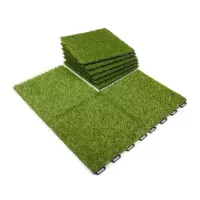 Plastová terasová dlažba s umělým trávníkem FatraStep Grineris - délka 30 cm, šířka 30 cm, výška 2 cm - 9 ks