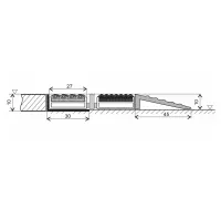 Gumová hliníková venkovní vstupní rohož FLOMA Alu Low (Bfl-S1) - délka 60 cm, šířka 90 cm, výška 1 cm
