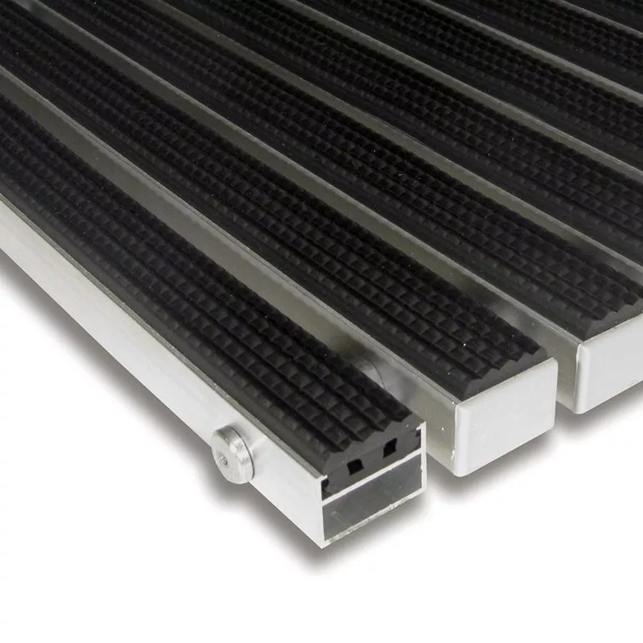 Gumová hliníková venkovní vstupní rohož FLOMA Alu Standard (Bfl-S1) - délka 100 cm, šířka 100 cm, výška 2,2 cm