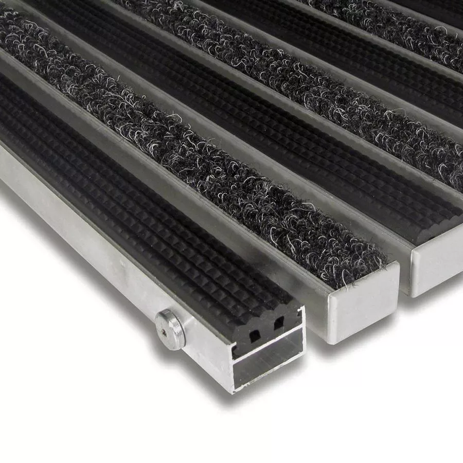 Textilní gumová hliníková vstupní rohož FLOMA Alu Standard (Bfl-S1) - délka 100 cm, šířka 100 cm, výška 2,2 cm