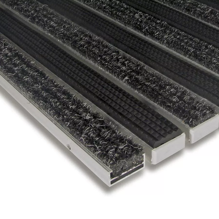 Textilní gumová hliníková vstupní rohož FLOMA Alu Standard (Bfl-S1) - délka 100 cm, šířka 150 cm, výška 1,7 cm
