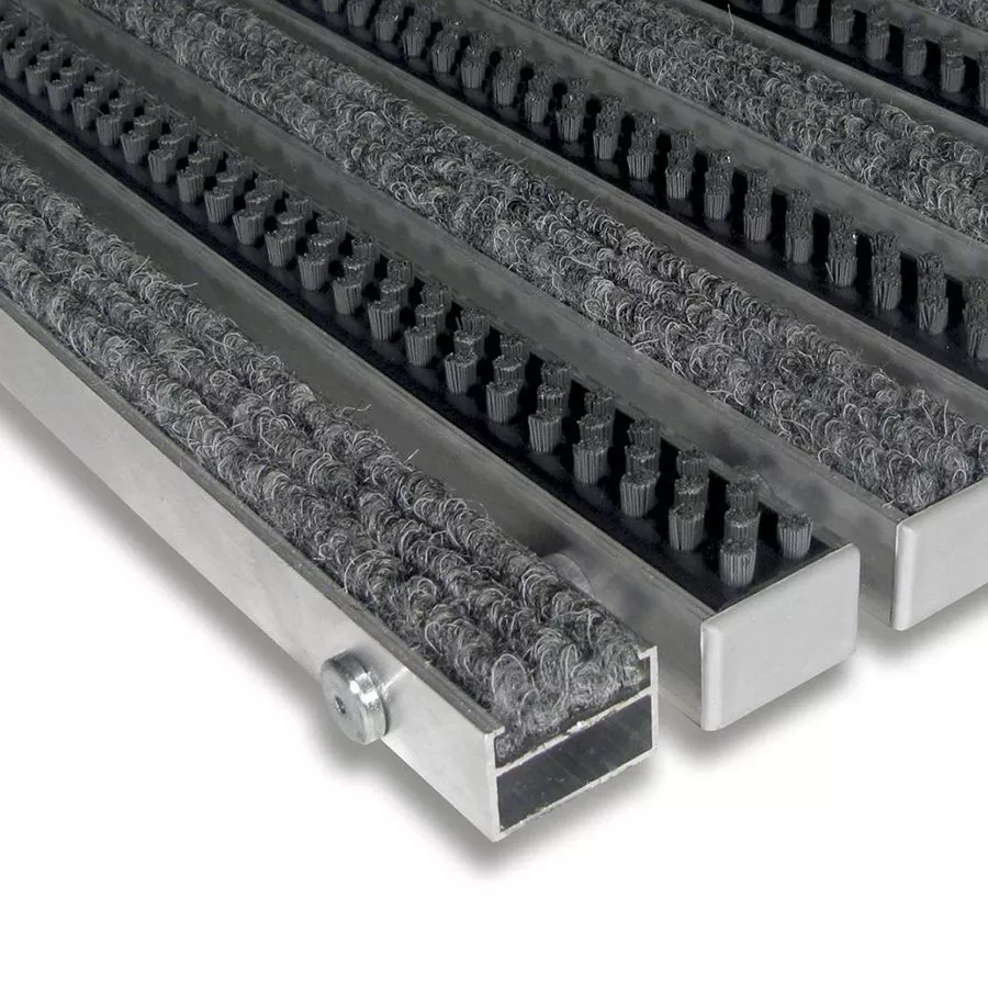 Textilní hliníková kartáčová vstupní rohož FLOMA Alu Extra (Cfl-S2) - délka 100 cm, šířka 100 cm, výška 2,2 cm