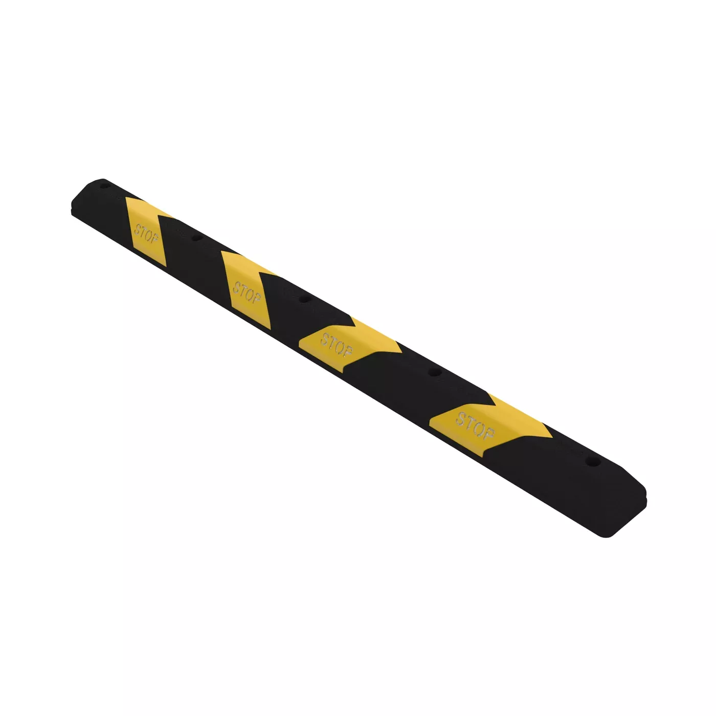 Černo-žlutý plastový (PPC) reflexní parkovací doraz FLOMA PS86 - délka 190 cm, šířka 15 cm, výška 10 cm
