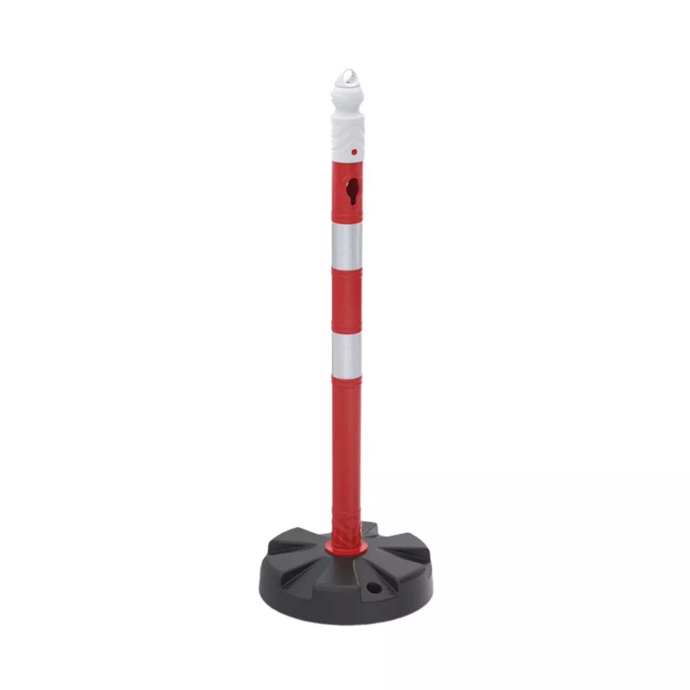 Červeno-bílý plastový (PPC) dopravní výstražný sloupek FLOMA WP63 - průměr 6,3 cm, výška 100 cm