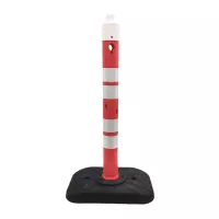 Červeno-bílý plastový (PVC) dopravní výstražný sloupek FLOMA - 11 x 120 cm