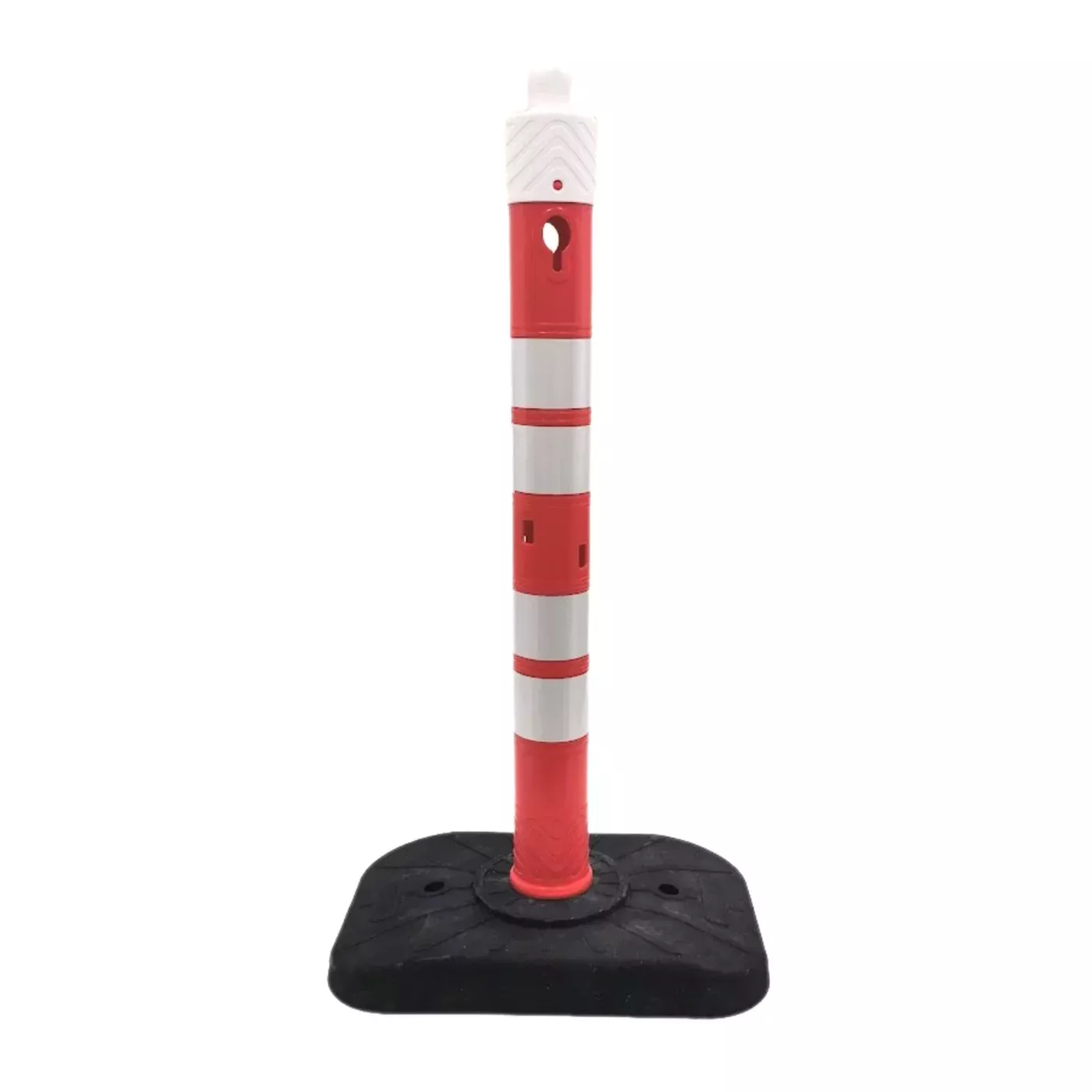 Červeno-bílý plastový (PVC) dopravní výstražný sloupek FLOMA WP55 - průměr 11 cm, výška 120 cm
