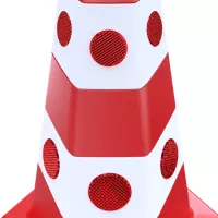 Červeno-bílý plastový (PVC) reflexní reklamní kužel FLOMA EC29 - 6 kg - průměr 36 cm, výška 65 cm