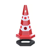 Červeno-bílý plastový (PVC) reflexní reklamní kužel FLOMA EC29 - 6 kg - průměr 36 cm, výška 65 cm
