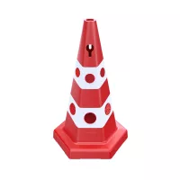 Červeno-bílý plastový (PVC) reklamní reflexní kužel - 1,6 kg - 36 x 65 cm