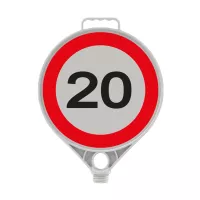 Plastová (PPC) dopravní výstražná značka "Nejvyšší povolená rychlost 20 km" FLOMA - 28 x 28 cm