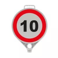 Plastová (PPC) dopravní výstražná značka "Nejvyšší povolená rychlost 10 km" FLOMA - 28 x 28 cm