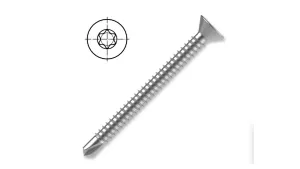 Vrut samovrtný TORX 7504P-zápustná hlava, zinek bílý-do plechu | 4,2x19mm, 4,2x25mm, 4,2x32mm, 4,2x38mm, 4,8x19mm, 4,8x25mm, 4,8x32mm, 4,8x38mm, 4,8x50mm, 6,3x50mm, 6,3x70mm, 6,3x80mm