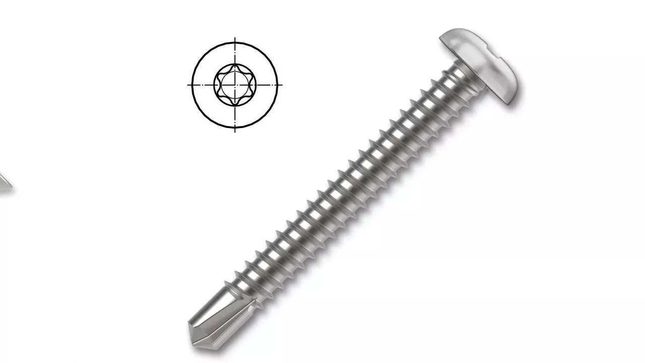 Vrut samovrtný TORX 7504N-půlk. hlava, ZB-do plechu