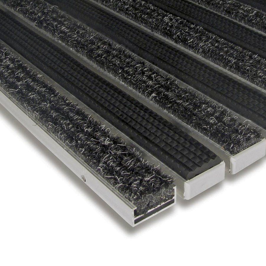 Textilní gumová hliníková vstupní rohož FLOMA Alu Standard - délka 60 cm, šířka 90 cm, výška 1,7 cm