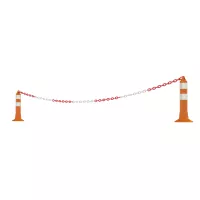 Bílo-červený plastový (PP) vymezovací řetěz FLOMA TC87 - délka 25 m, šířka 0,6 cm