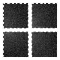 Černo-bílá gumová podlahová deska (puzzle - roh) FLOMA Sandwich - délka 100 cm, šířka 100 cm, výška 2,8 cm