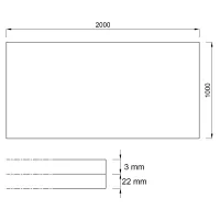 Černo-bílo-červeno-šedá gumová tlumicí dvouvrstvá antivibrační podlahová deska FLOMA Sandwich EPDM - délka 200 cm, šířka 100 cm, výška 2,5 cm