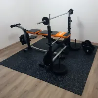 Černo-šedá gumová podlahová deska (puzzle - střed) FLOMA FitFlo SF1050 - délka 95,6 cm, šířka 95,6 cm, výška 1,6 cm