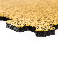 Černo-žlutá gumová tlumicí dvouvrstvá antivibrační podlahová deska FLOMA Sandwich EPDM - délka 200 cm, šířka 100 cm, výška 2 cm