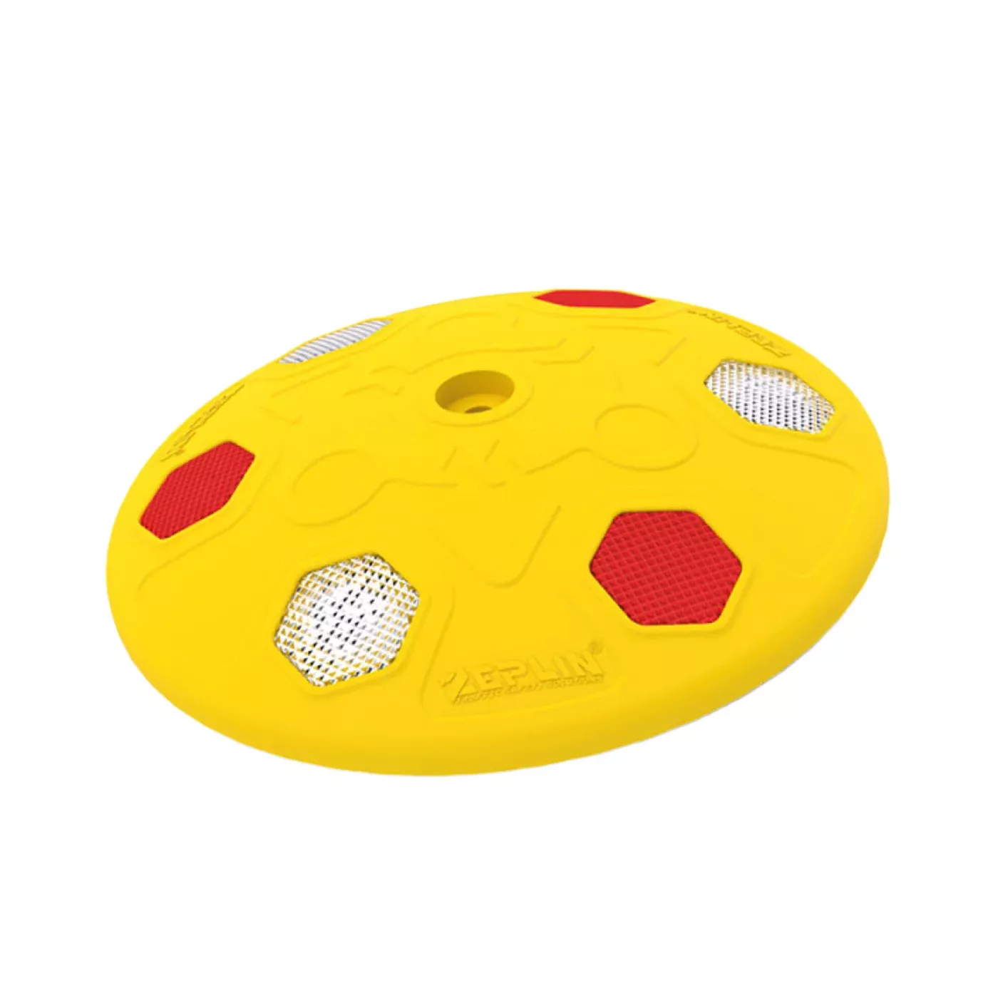 Žlutý plastový (PPC) dopravní kulatý knoflík FLOMA RB46 - průměr 14 cm, výška 2,5 cm