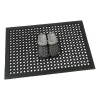 Černá gumová (75% NBR) protiúnavová protiskluzová olejivzdorná rohož FLOMA WorkMate - délka 90 cm, šířka 90 cm, výška 1,4 cm