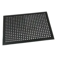 Černá gumová (75% NBR) protiúnavová protiskluzová olejivzdorná rohož FLOMA WorkMate - délka 90 cm, šířka 90 cm, výška 1,4 cm