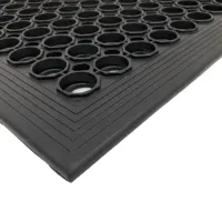 Černá gumová (75% NBR) protiúnavová protiskluzová olejivzdorná rohož FLOMA WorkMate - délka 90 cm, šířka 90 cm, výška 1,4 cm