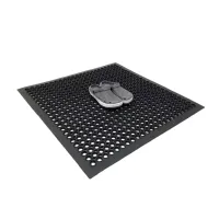 Černá gumová (75% NBR) protiúnavová protiskluzová olejivzdorná rohož FLOMA WorkMate - délka 90 cm, šířka 90 cm, výška 1,4 cm