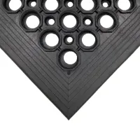 Černá gumová (75% NBR) protiúnavová protiskluzová olejivzdorná rohož FLOMA WorkMate - délka 90 cm, šířka 90 cm, výška 1,4 cm