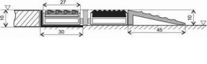 Gumová hliníková kartáčová venkovní vstupní rohož FLOMA Alu Low Extra - délka 60 cm, šířka 90 cm, výška 1 cm