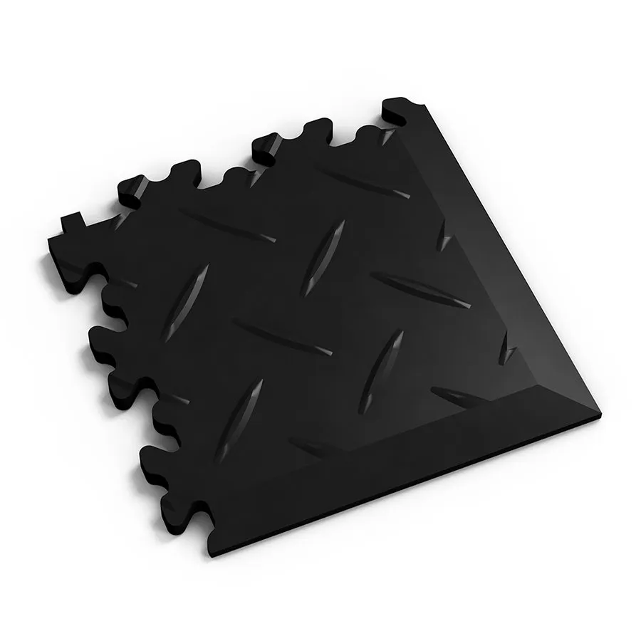 Černý plastový (PVC) rohový nájezd Fortelock Industry (diamant) - délka 14 cm, šířka 14 cm, výška 0,7 cm