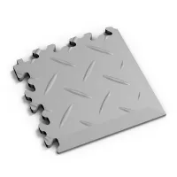 Šedý plastový (PVC) rohový nájezd Fortelock Industry (diamant) - délka 14 cm, šířka 14 cm, výška 0,7 cm