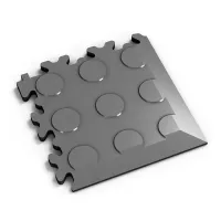 Grafitový plastový (PVC) rohový nájezd Fortelock Industry (penízky) - délka 14 cm, šířka 14 cm, výška 0,7 cm