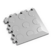 Šedý plastový (PVC) rohový nájezd Fortelock Industry (penízky) - délka 14 cm, šířka 14 cm, výška 0,7 cm