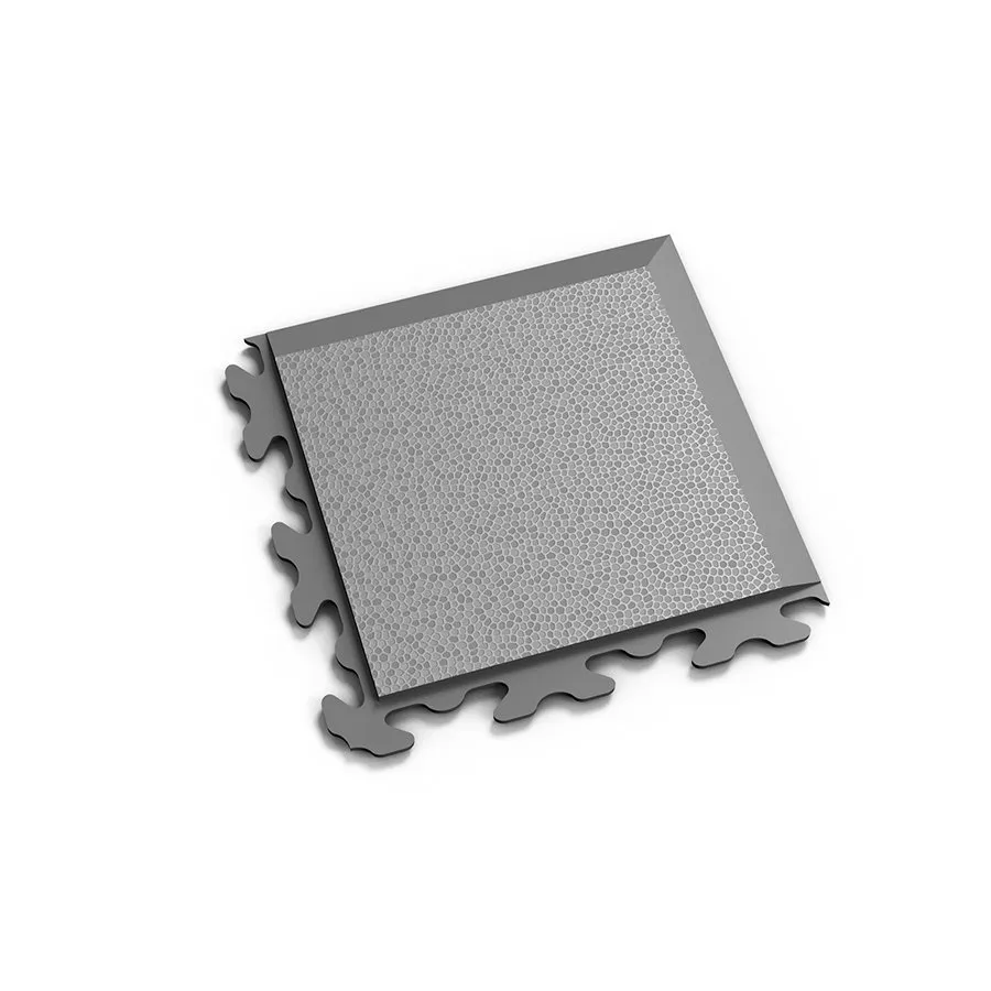 Šedý plastový (PVC) rohový nájezd "typ B" Fortelock Invisible (hadí kůže) - délka 14,5 cm, šířka 14,5 cm, výška 0,67 cm